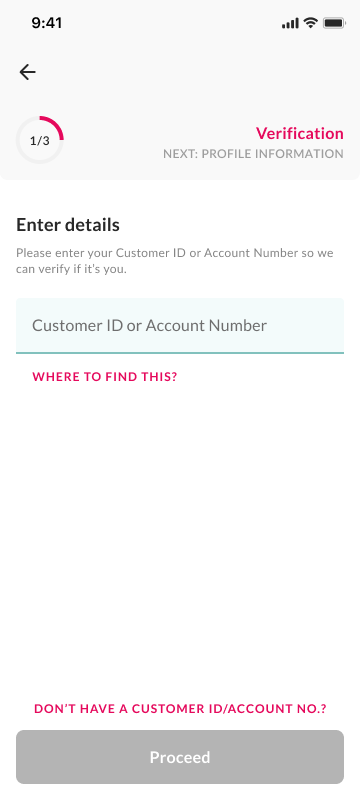 Verification step 1 of 3, with a progress indicator